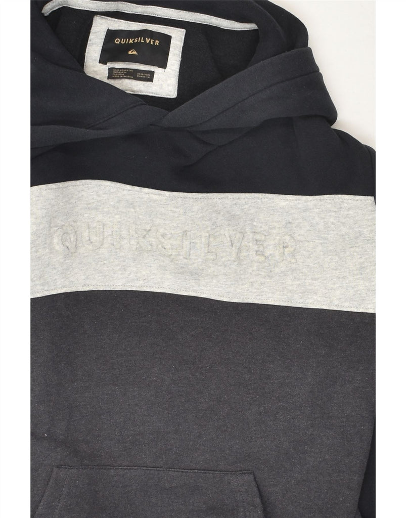 QUIKSILVER Boys Graphic Hoodie Jumper 14-15 Years XL Grey Colourblock | Vintage Quiksilver | Thrift | Second-Hand Quiksilver | Used Clothing | Messina Hembry 