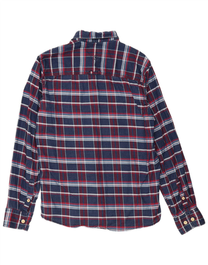 Fat Face Mens Classic Fit Flannel Shirt Medium Navy Blue Check Cotton