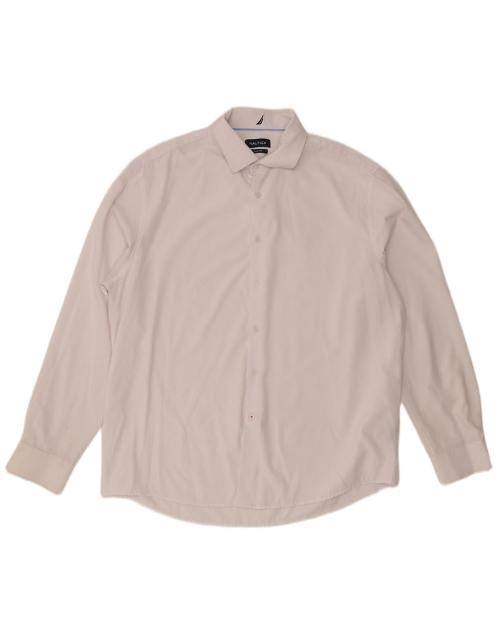 Nautica Mens Slim Fit Shirt Size 17 1/2 XL White Polyester
