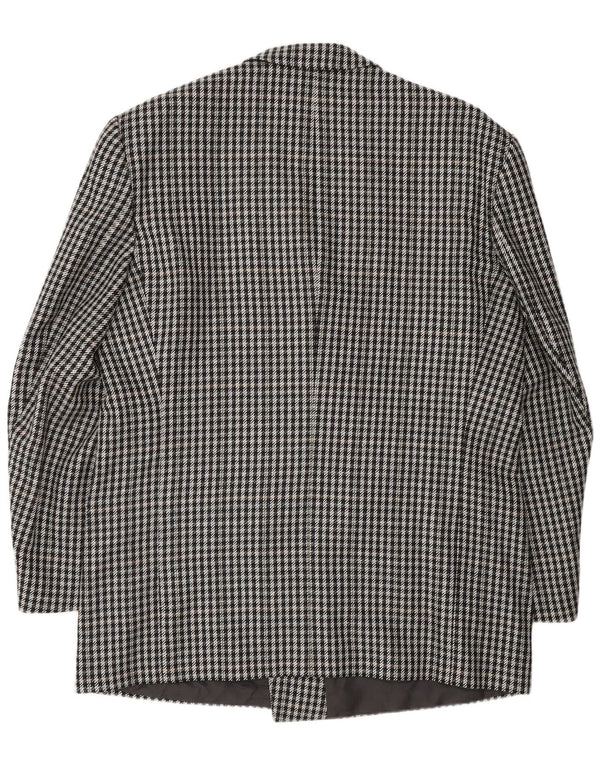 VINTAGE Mens Double Breasted Blazer Jacket EU 56 3XL Black Herringbone