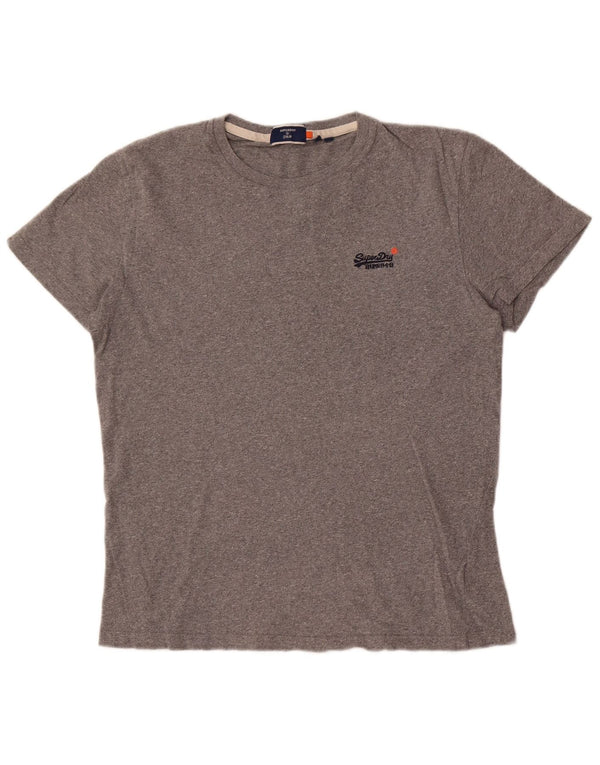 Superdry Mens T-Shirt Top Large Grey Flecked Cotton