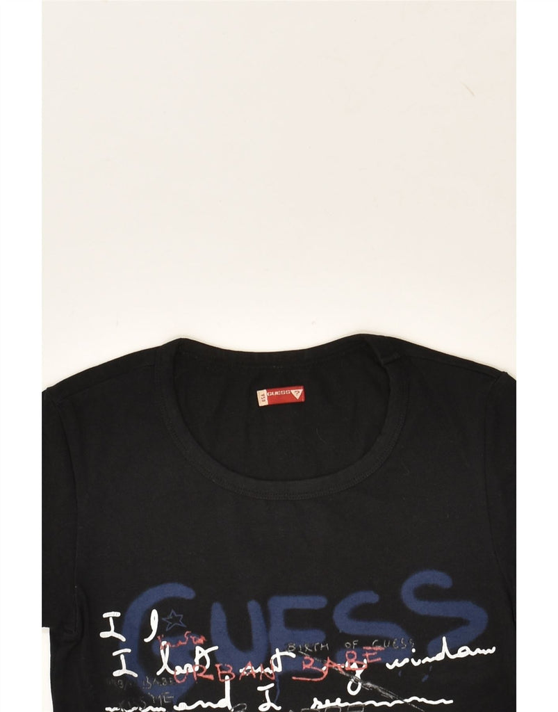 GUESS Girls Graphic T-Shirt Top 3-4 Years Black Cotton | Vintage Guess | Thrift | Second-Hand Guess | Used Clothing | Messina Hembry 