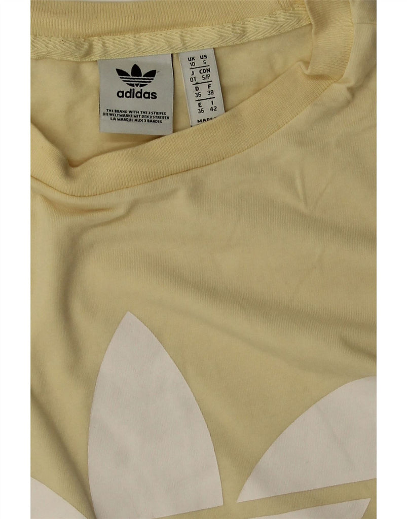 ADIDAS Womens Graphic T-Shirt Top UK 10 Small  Yellow Cotton Vintage Adidas and Second-Hand Adidas from Messina Hembry 