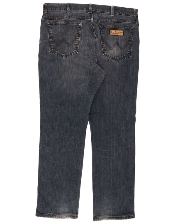 Wrangler Mens Straight Jeans W38 L32 Navy Blue Cotton