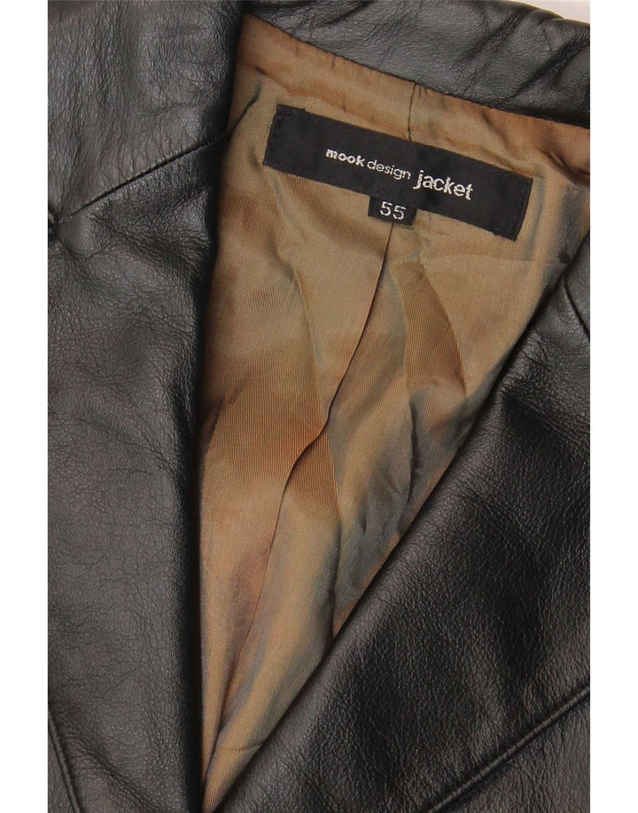 Vintage Womens 2 Button Leather Blazer Jacket UK 10 Small Black