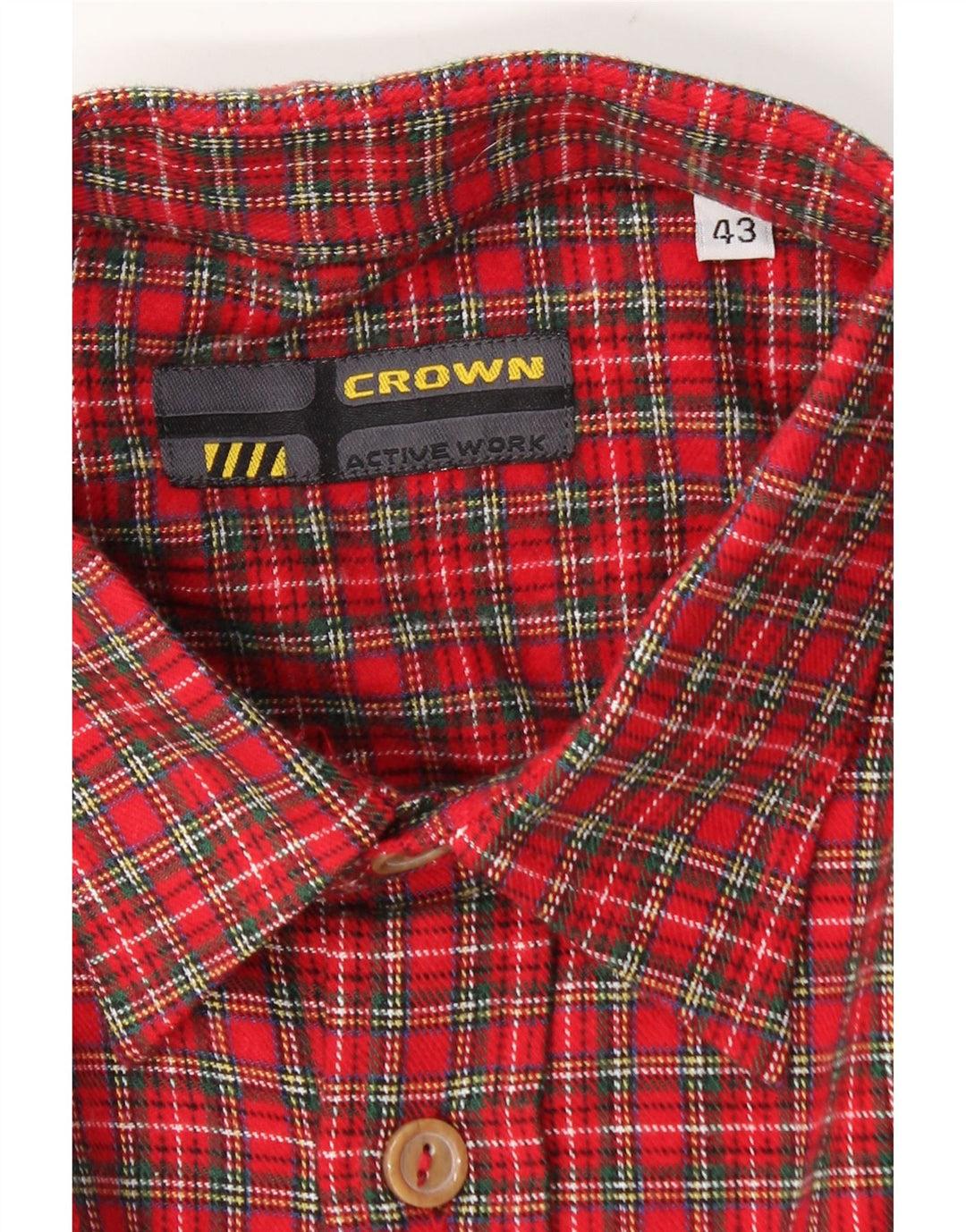 Crown Mens Flannel Shirt Size 43 Large Red Check Cotton