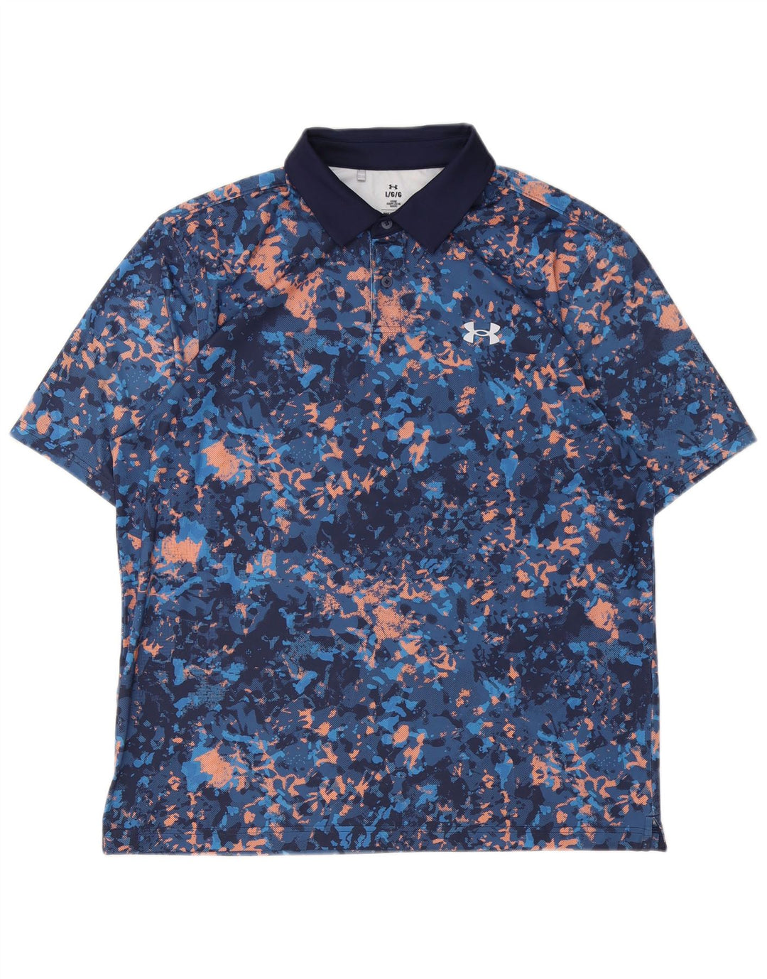Under Armour Mens Polo Shirt Large Navy Blue Tie Dye