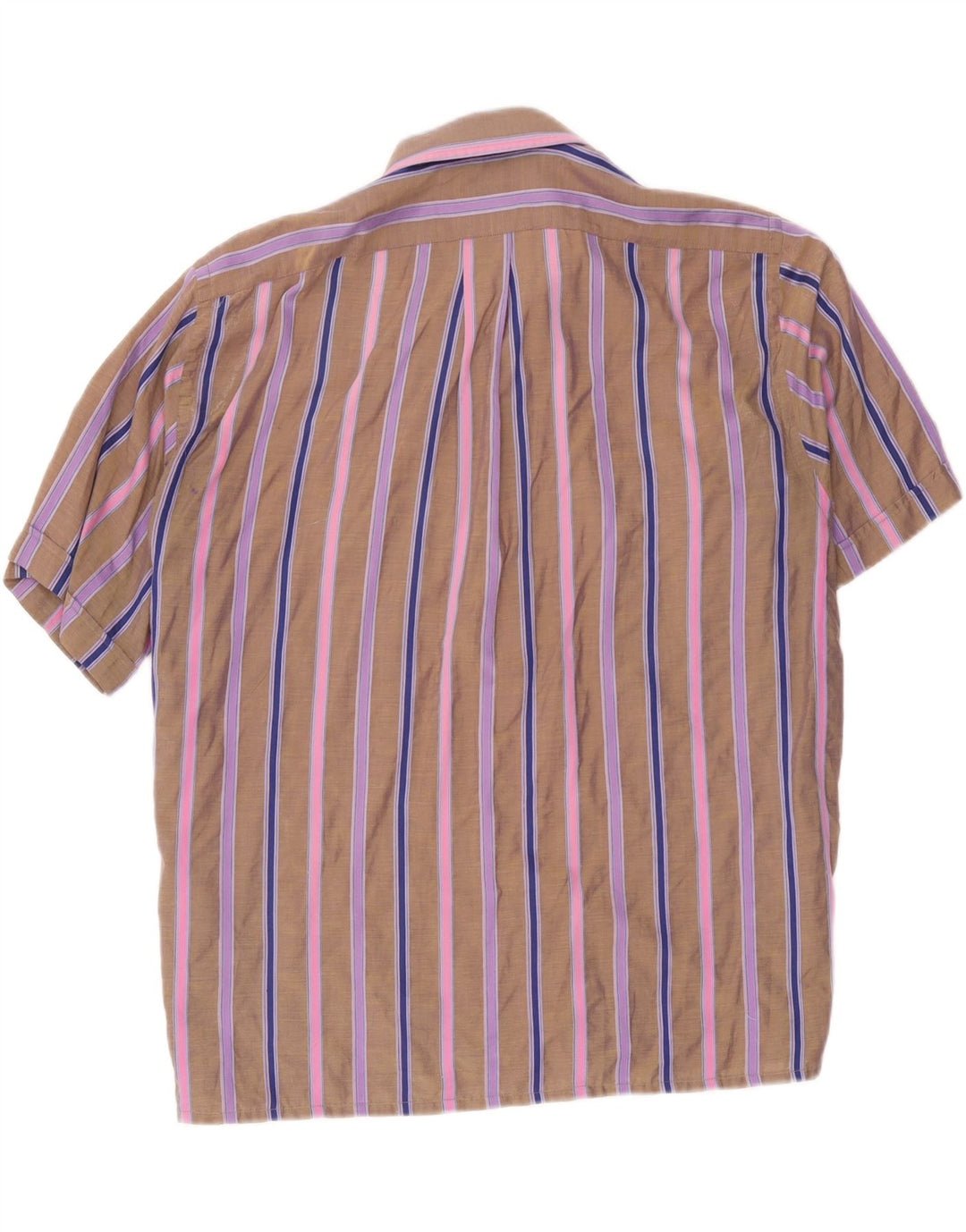 Vintage Mens Short Sleeve Shirt Large Brown Striped