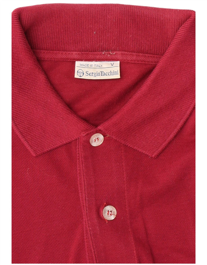 SERGIO TACCHINI Mens Long Sleeve Polo Shirt Medium Maroon Cotton