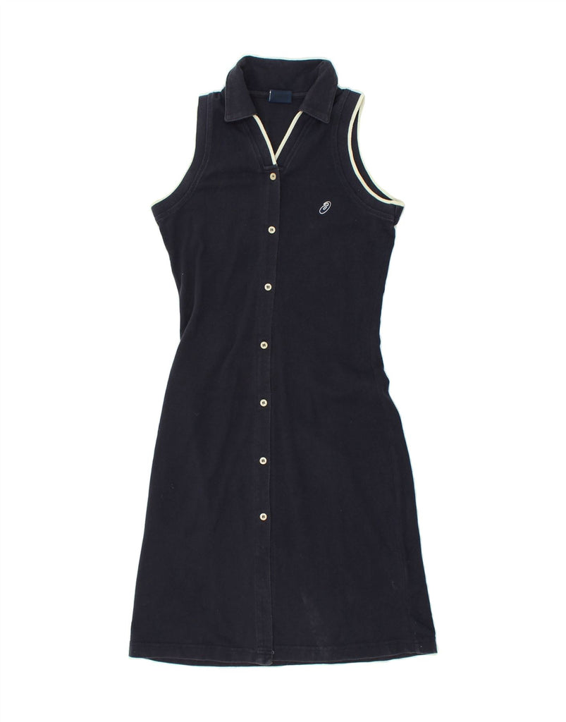 ASICS Womens Sleeveless Shirt Dress UK 10 Small Navy Blue Cotton | Vintage Asics | Thrift | Second-Hand Asics | Used Clothing | Messina Hembry 