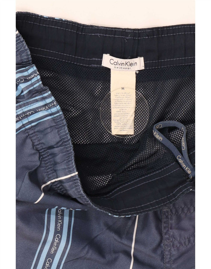 Calvin Klein Mens Graphic Swimming Shorts Medium Navy Blue Striped
