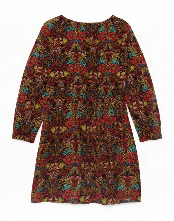 Fat Face Girls Long Sleeve A-Line Dress 5-6 Years Multicoloured Floral