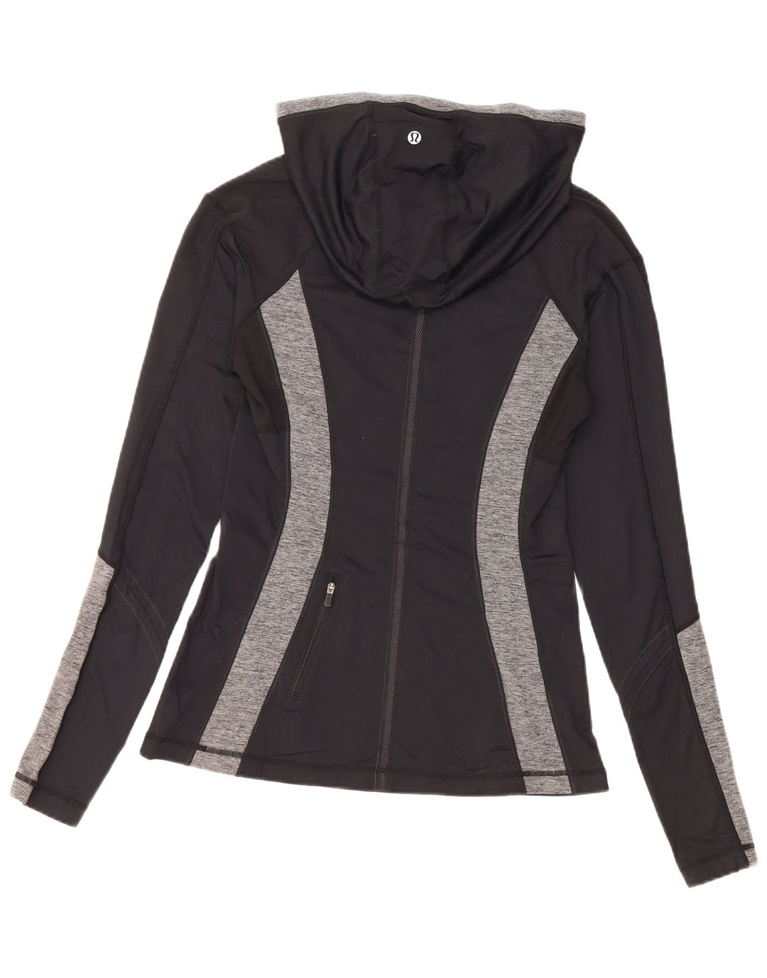 Lululemon Womens Hooded Top Long Sleeve US 8 Medium Black Colourblock Nylon