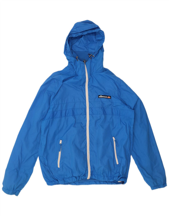 ELLESSE Mens Hooded Rain Jacket UK 40 Large Blue Nylon