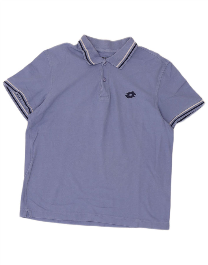 Lotto Mens Polo Shirt Small Blue Striped