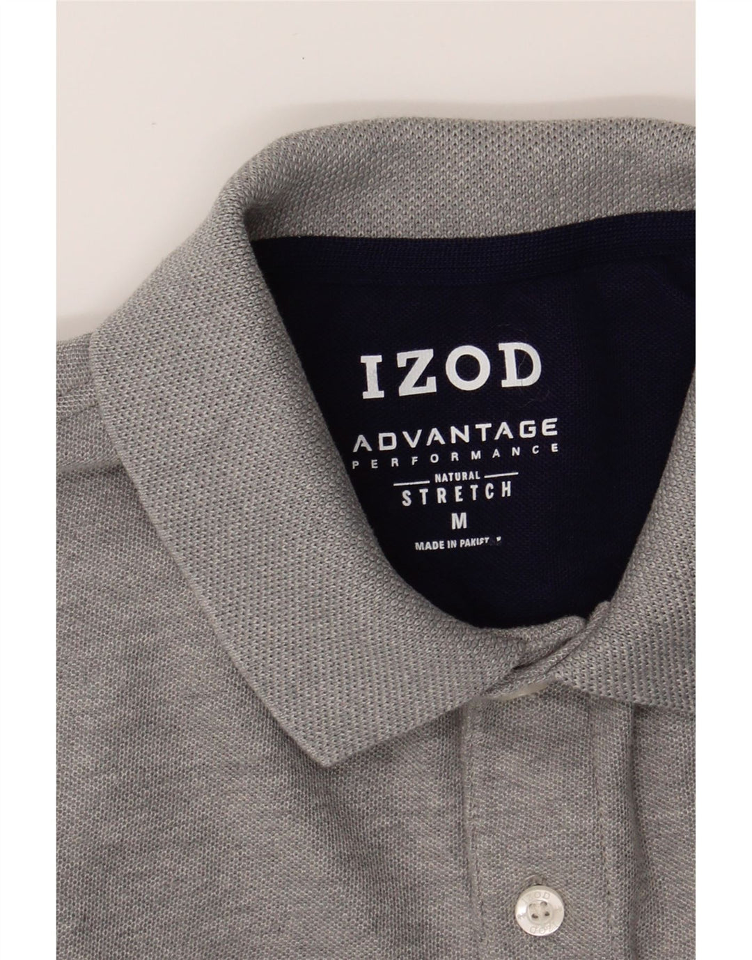IZOD Mens Natural Fit Polo Shirt Medium Grey Striped Cotton Vintage Izod and Second-Hand Izod from Messina Hembry 