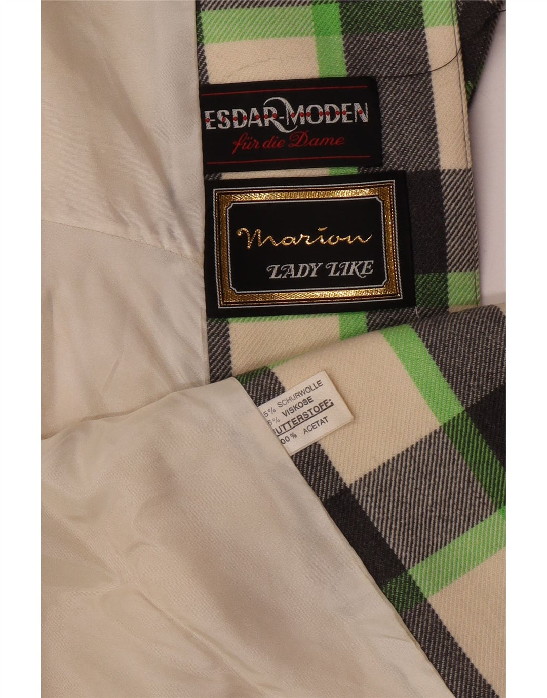 Vintage Womens Overcoat UK 12 Medium Multicoloured Check New Wool