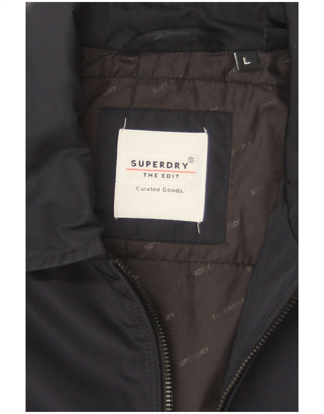 Superdry Mens Bomber Jacket UK 40 Large Navy Blue Polyester