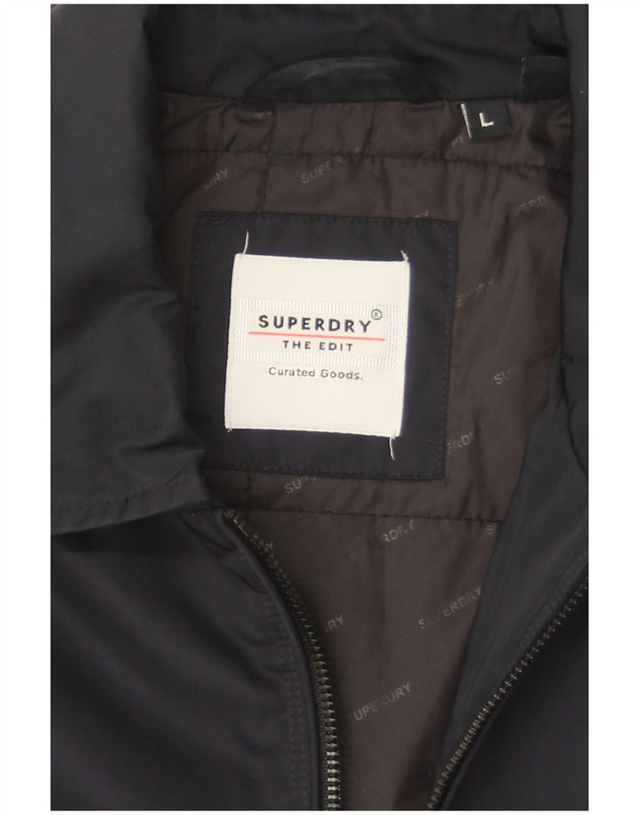 Superdry Mens Bomber Jacket UK 40 Large Navy Blue Polyester