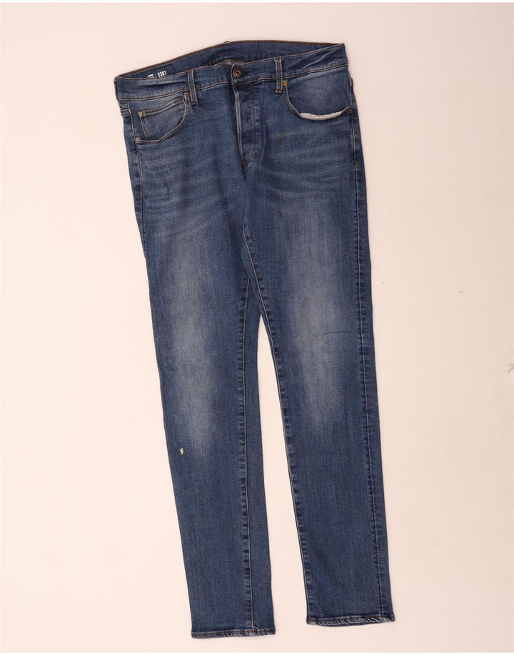 G-STAR Mens 3301 Slim Jeans W34 L34 Blue Cotton
