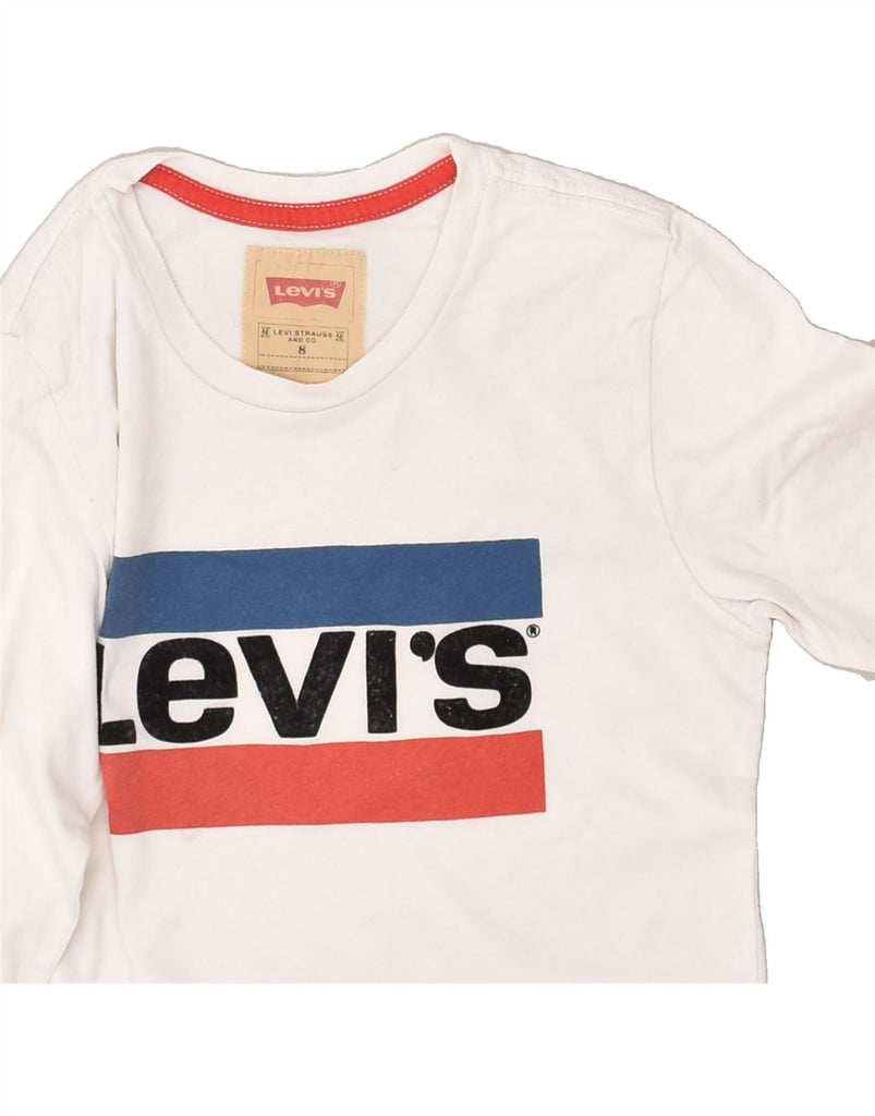 LEVI'S Boys Graphic Top Long Sleeve 7-8 Years White Cotton | Vintage Levi's | Thrift | Second-Hand Levi's | Used Clothing | Messina Hembry 