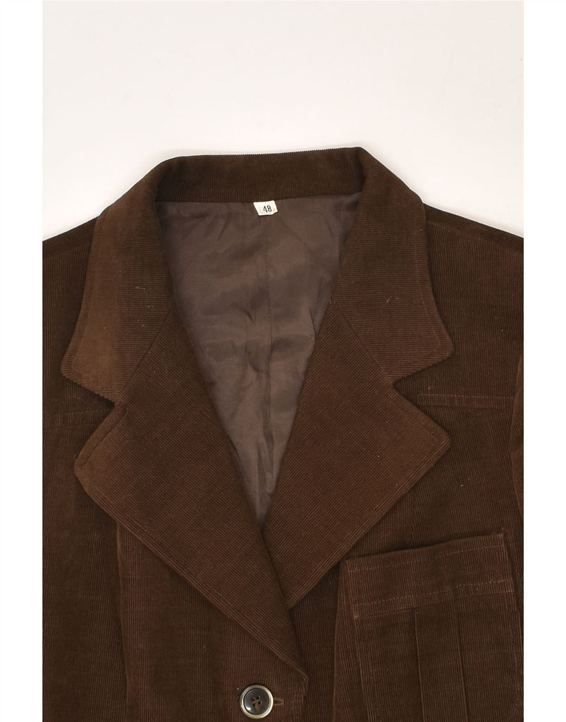 VINTAGE Womens 3 Button Blazer Jacket IT 48 XL Brown Cotton | Vintage Vintage | Thrift | Second-Hand Vintage | Used Clothing | Messina Hembry 