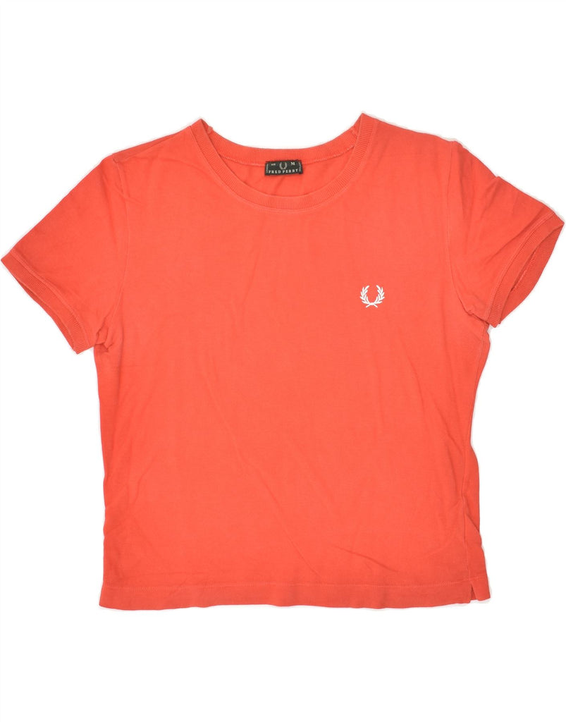 FRED PERRY Womens T-Shirt Top UK 12 Medium Red Cotton | Vintage Fred Perry | Thrift | Second-Hand Fred Perry | Used Clothing | Messina Hembry 