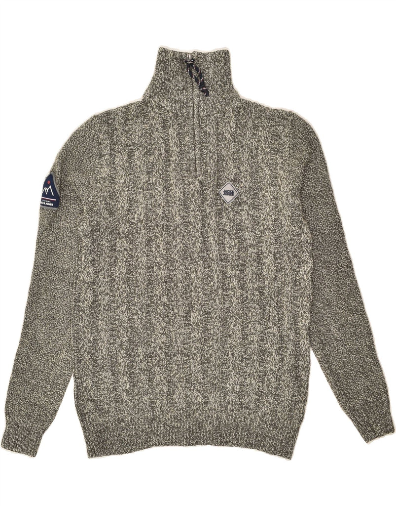 JACK & JONES Mens Zip Neck Jumper Sweater Small Grey Acrylic | Vintage Jack & Jones | Thrift | Second-Hand Jack & Jones | Used Clothing | Messina Hembry 