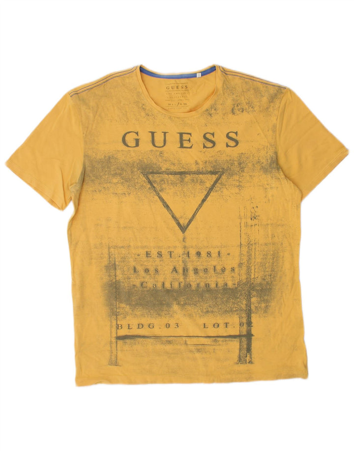 Guess Mens Extra Slim Graphic T-Shirt Top Large Yellow