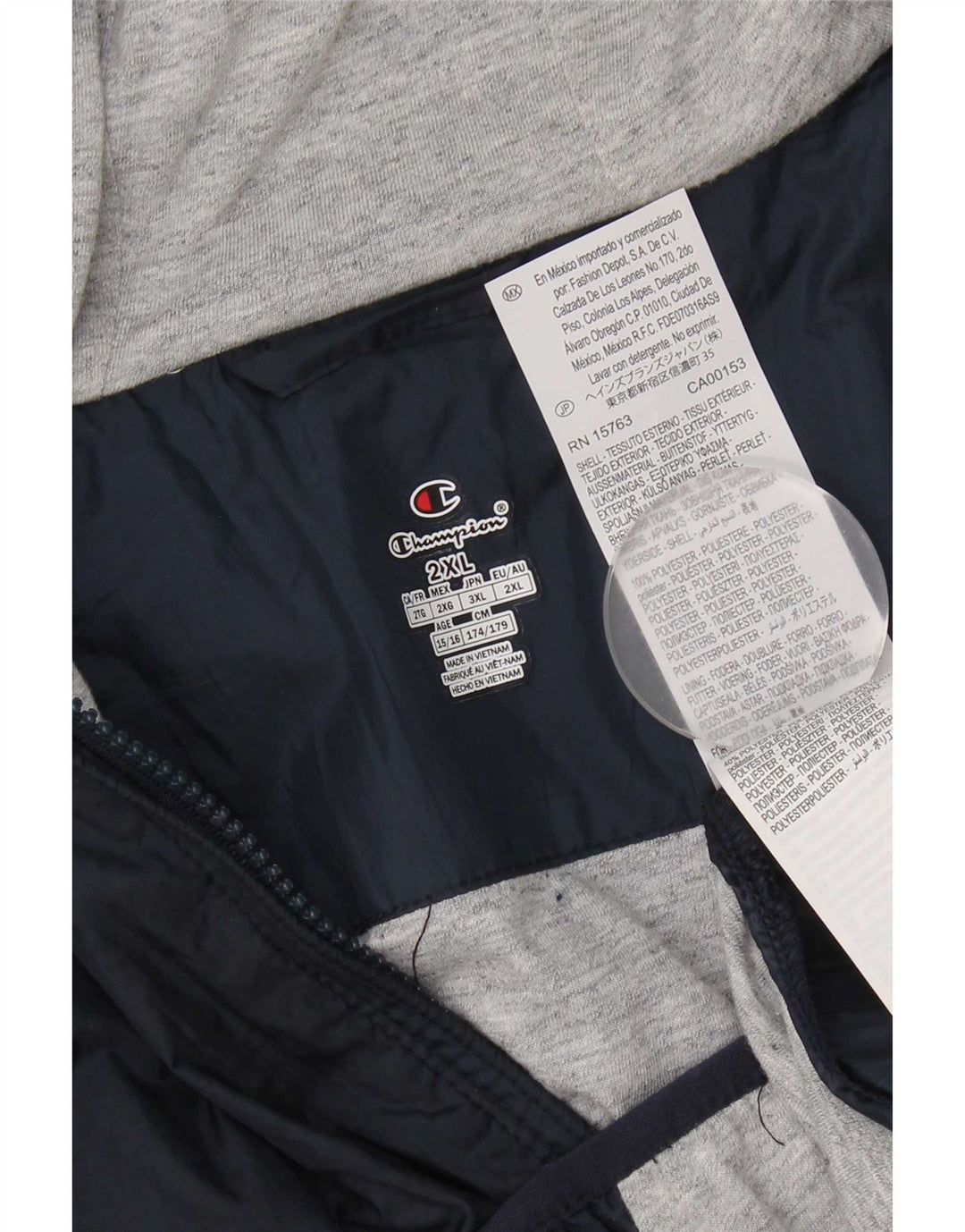 Champion Boys Hooded Rain Jacket 15-16 Years 2XL Navy Blue Polyester