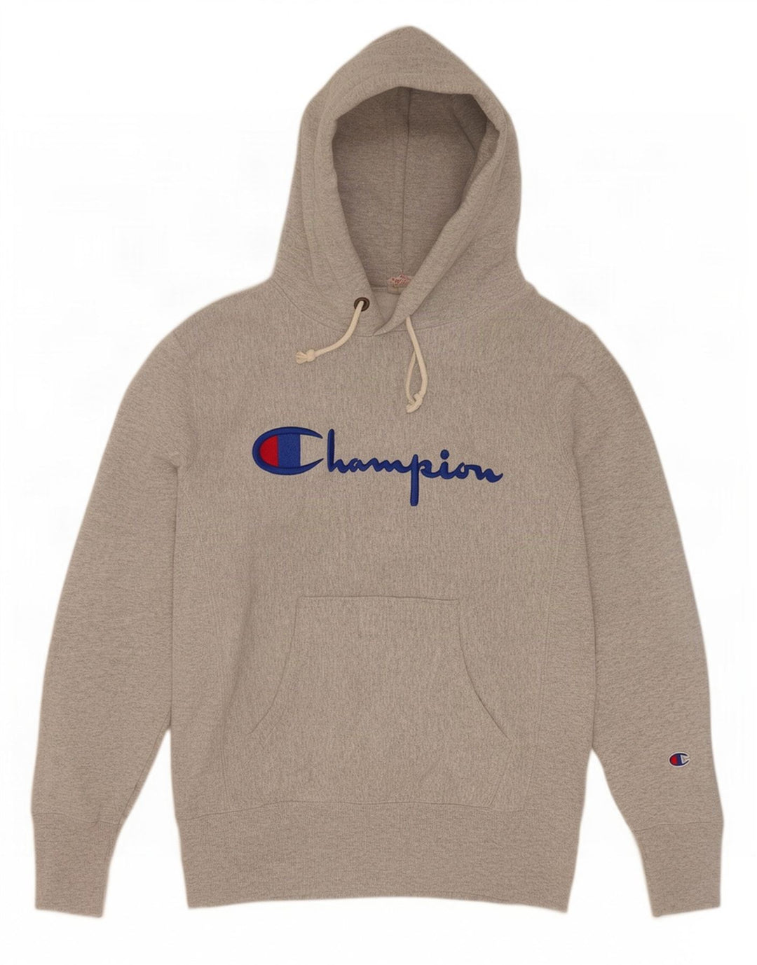 Champion Mens Reverse Weave Graphic Hoodie Jumper Medium Grey Cotton