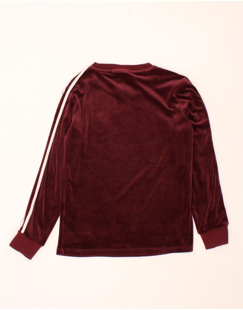 ADIDAS Womens Velour Top Long Sleeve UK 4 XS Maroon Polyester Vintage Adidas and Second-Hand Adidas from Messina Hembry 