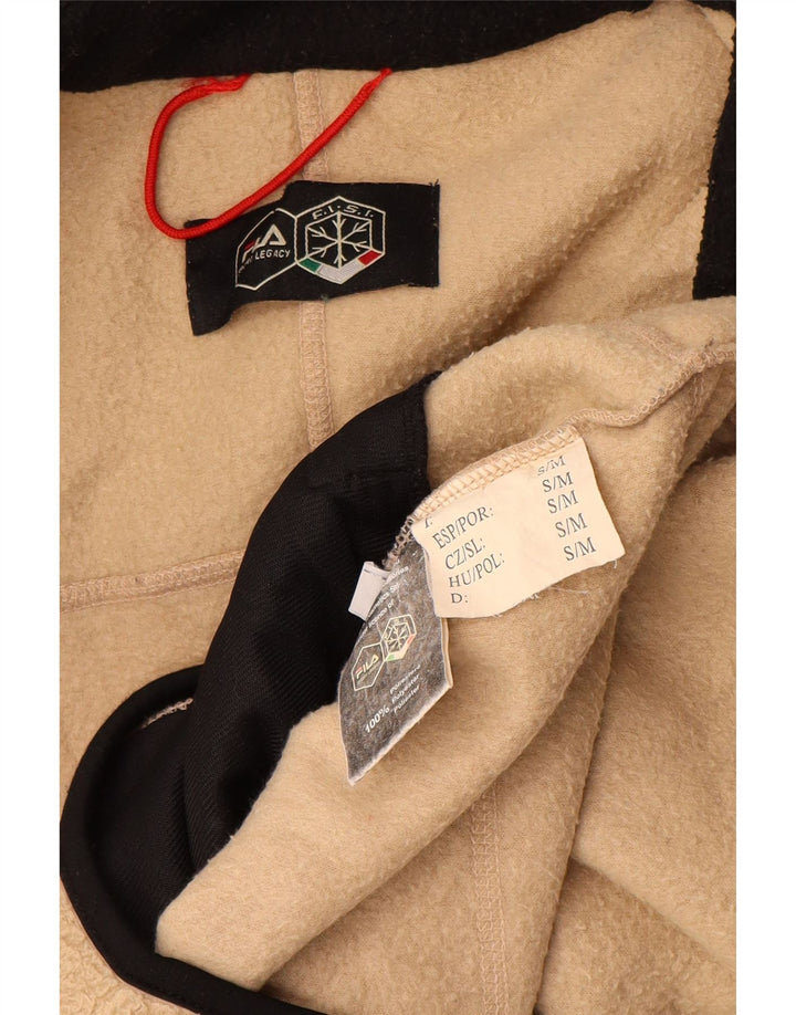 FILA Mens Loose Fit Fleece Jacket UK 36 Small Beige Colourblock Polyester