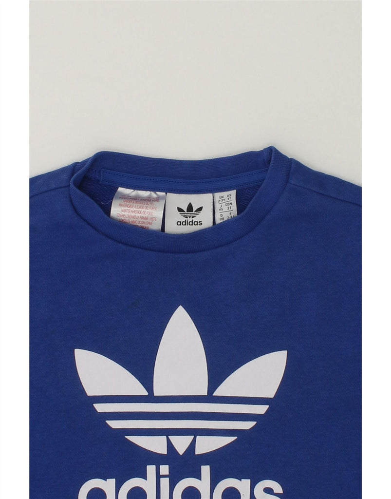 ADIDAS Boys Graphic Sweatshirt Jumper 2-3 Years Blue Cotton | Vintage Adidas | Thrift | Second-Hand Adidas | Used Clothing | Messina Hembry 