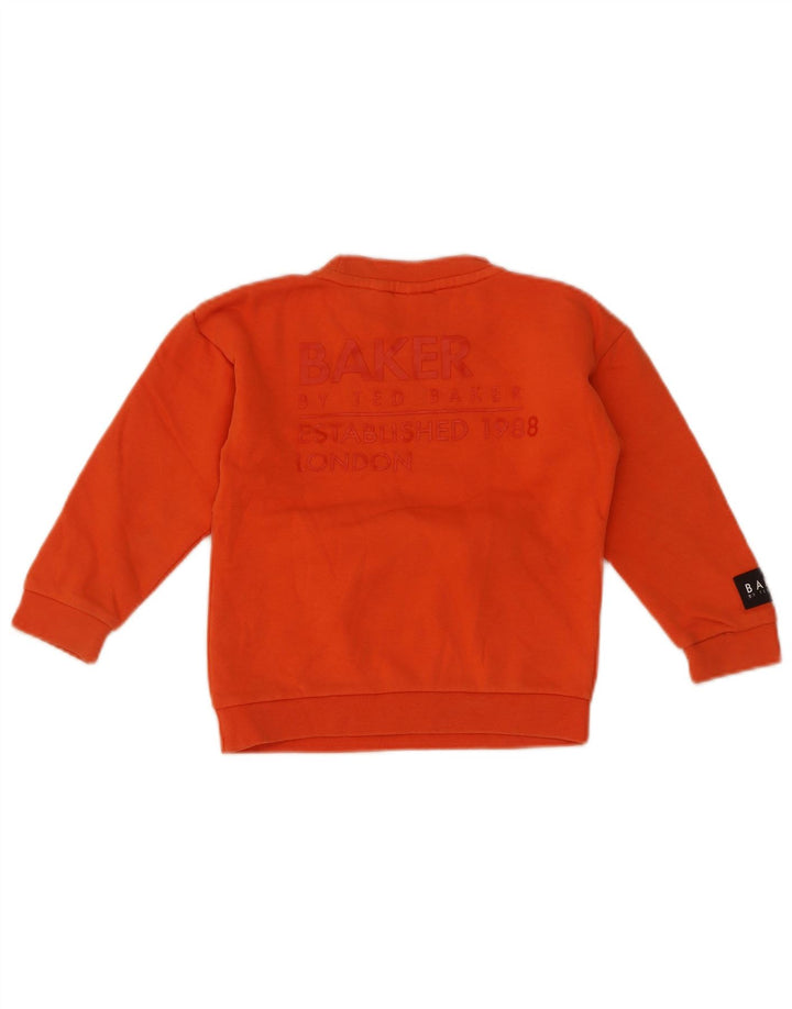 Ted Baker Boys Graphic Sweatshirt Jumper 3-4 Years Orange Cotton