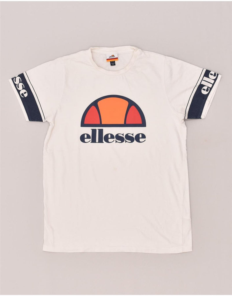 ELLESSE Boys Graphic T-Shirt Top 13-14 Years Off White Cotton | Vintage Ellesse | Thrift | Second-Hand Ellesse | Used Clothing | Messina Hembry 