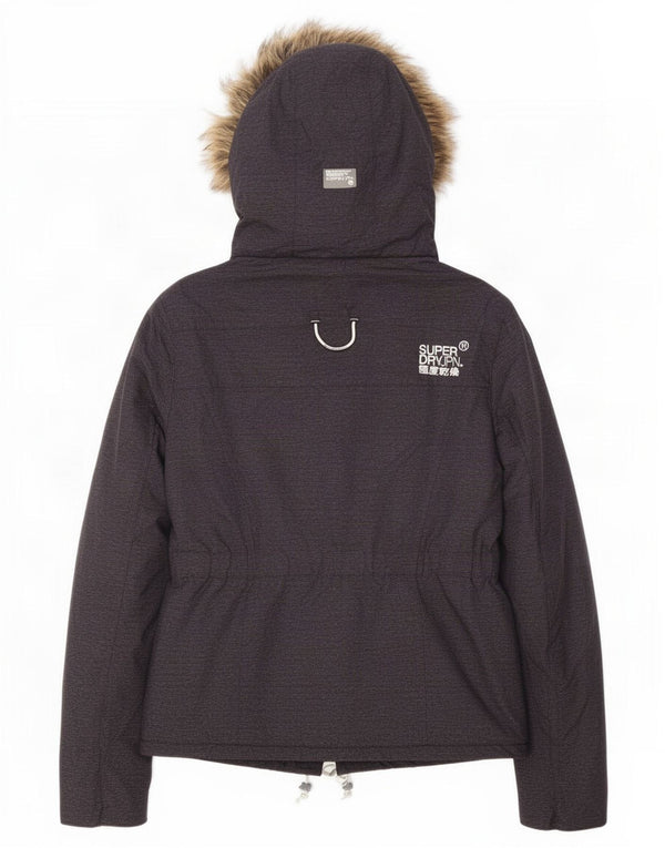 Superdry Womens Hooded Windbreaker Jacket UK 12 Medium Grey Polyester