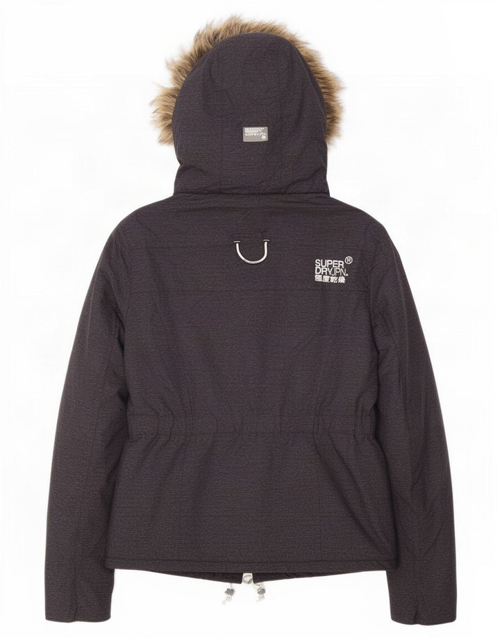 Superdry Womens Hooded Windbreaker Jacket UK 12 Medium Grey Polyester