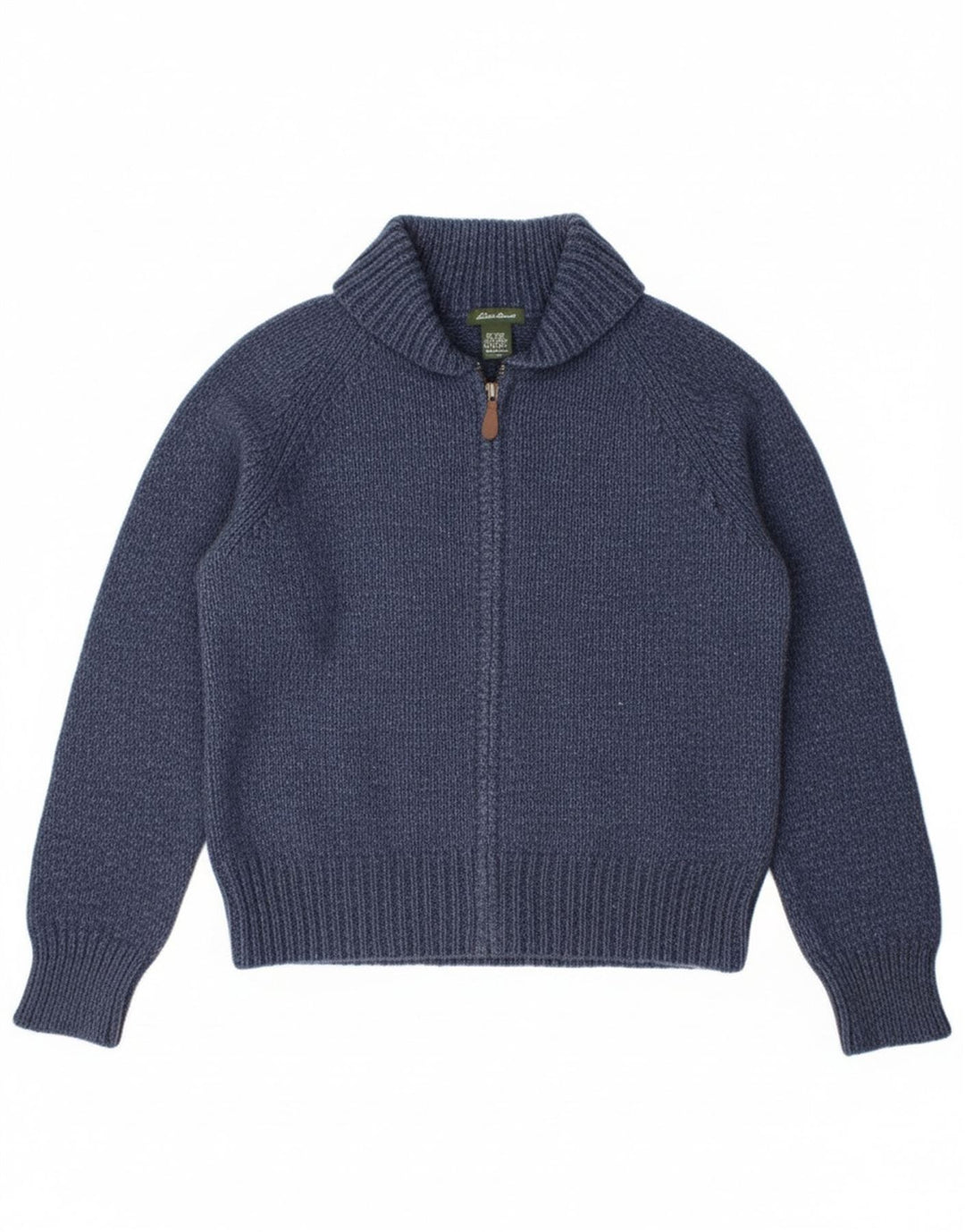 EDDIE BAUER Womens Cardigan Sweater UK 14 Large Navy Blue Wool