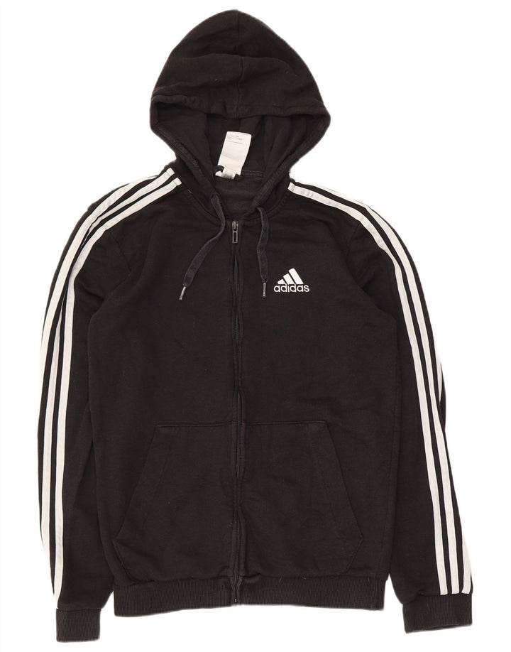 Adidas Mens Zip Hoodie Sweater Small Black Cotton