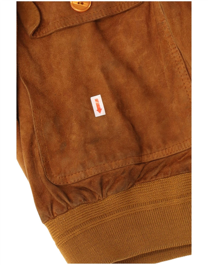 Vintage Mens Suede Bomber Jacket IT 50 Large Beige Leather