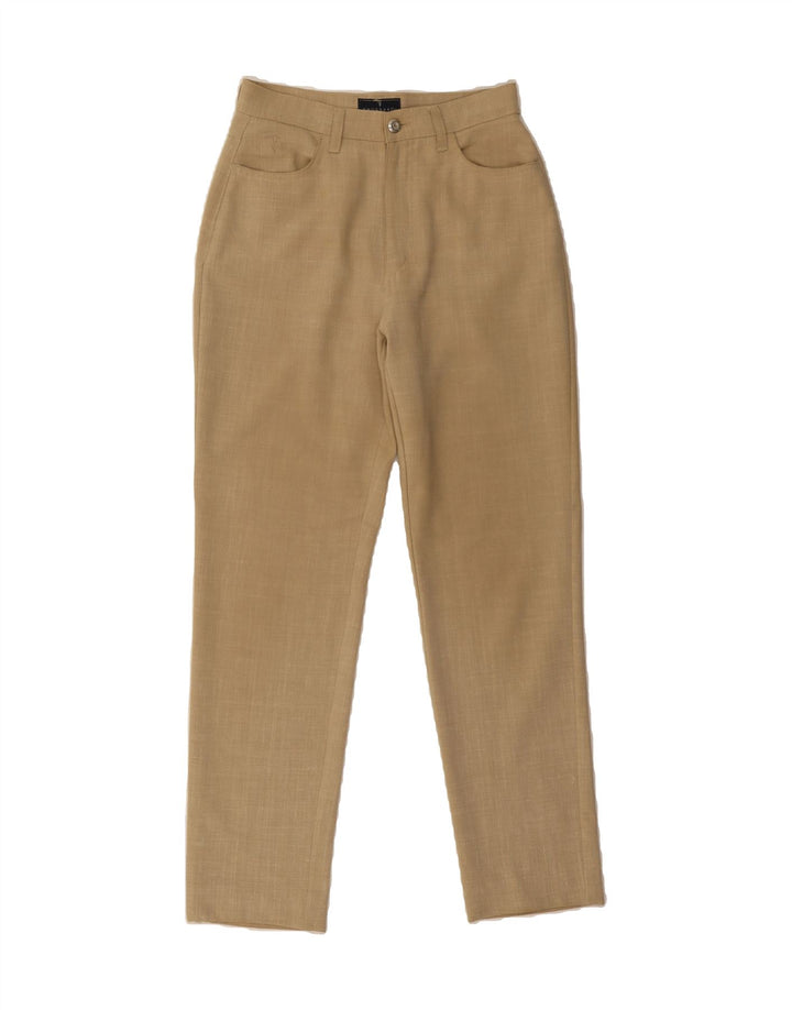 TRUSSARDI Womens Slim Casual Trousers W29 L26  Beige Check Polyester Vintage Trussardi and Second-Hand Trussardi from Messina Hembry 