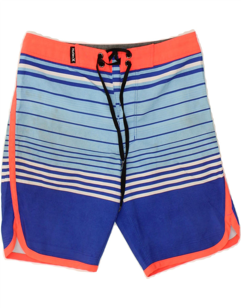 HURLEY Boys Swimming Shorts 7-8 Years XS  Blue Striped Polyester Vintage Hurley and Second-Hand Hurley from Messina Hembry 