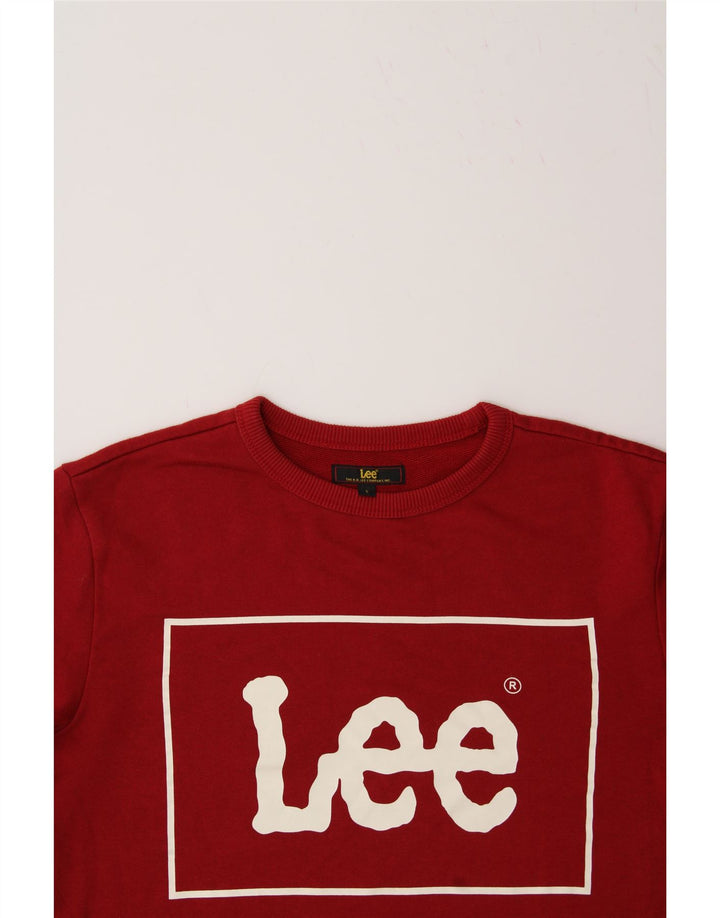 LEE Womens Oversized Graphic Sweatshirt Jumper UK 10 Small Burgundy Cotton Vintage Lee and Second-Hand Lee from Messina Hembry 