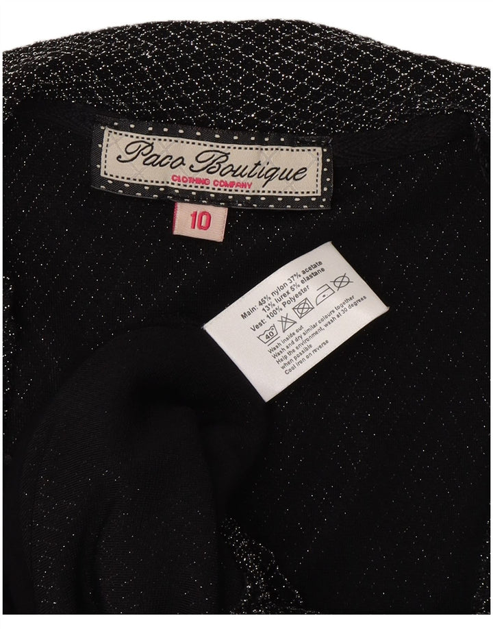 PACO BOUTIQUE Womens Knit Blazer Jacket UK 10 Small Black Nylon