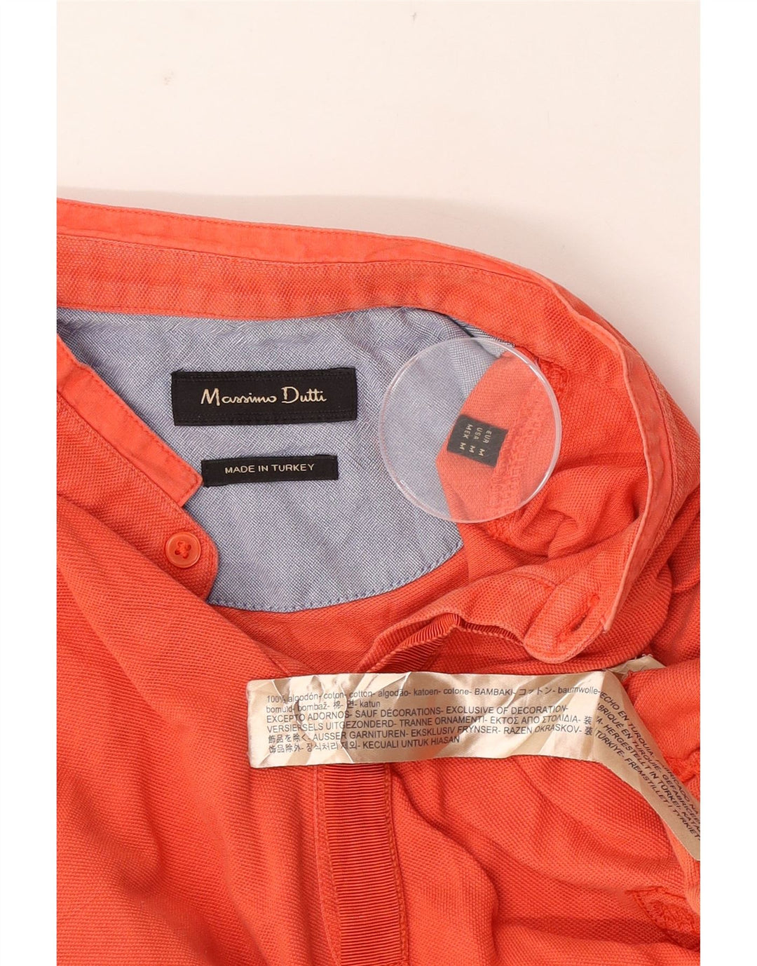 Massimo Dutti Mens Polo Shirt Medium Orange Cotton