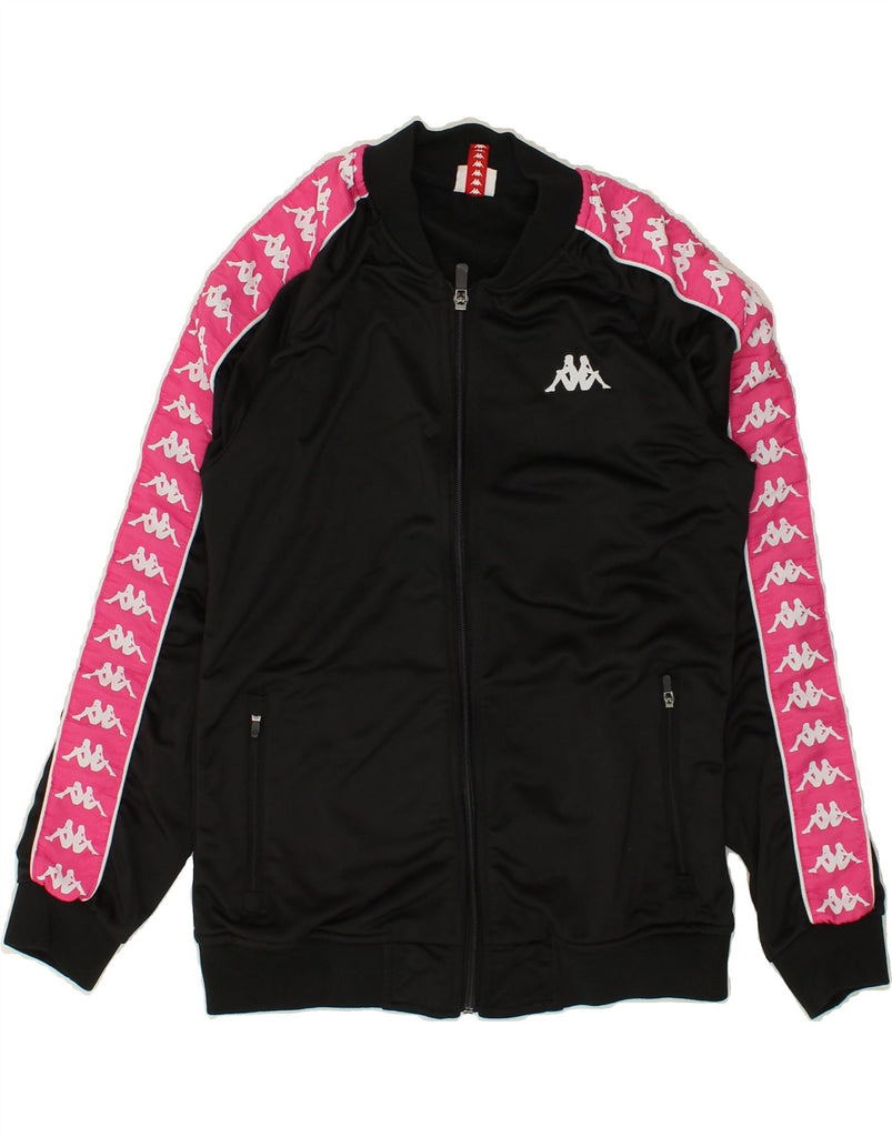 KAPPA Girls Graphic Tracksuit Top Jacket 13-14 Years Large  Black Vintage Kappa and Second-Hand Kappa from Messina Hembry 