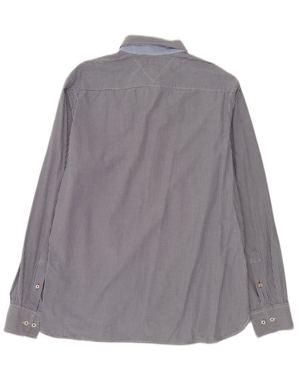 Tommy Hilfiger Mens Custom Fit Shirt Large Blue Gingham Cotton