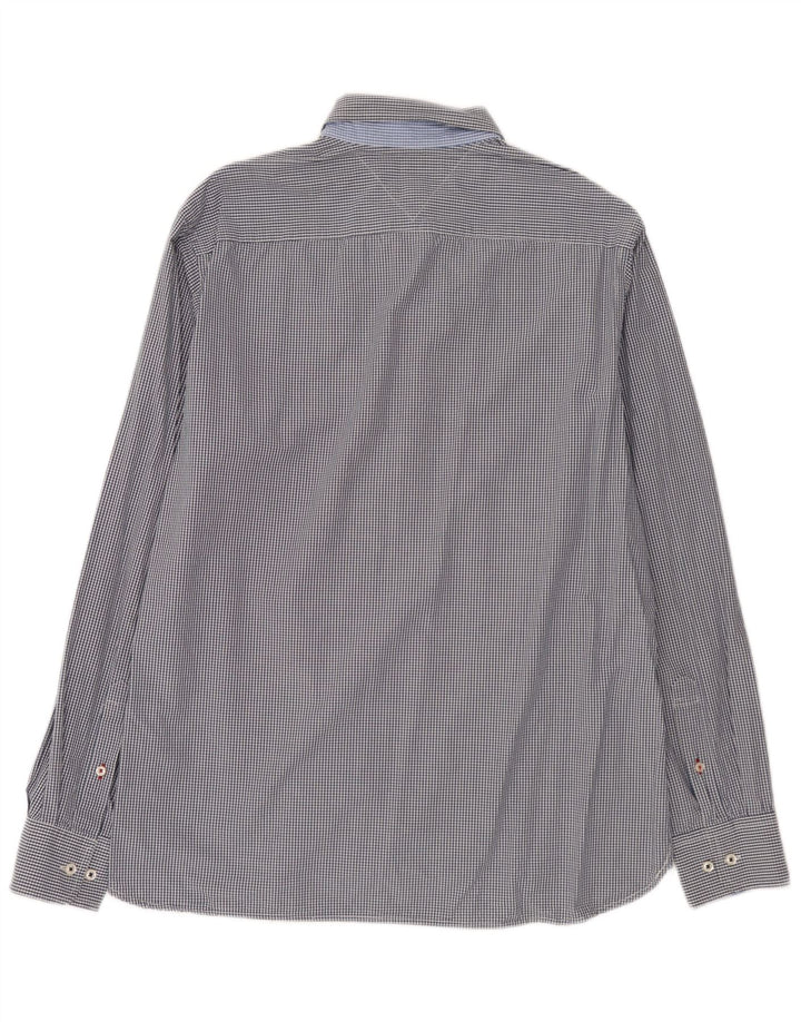 Tommy Hilfiger Mens Custom Fit Shirt Large Blue Gingham Cotton
