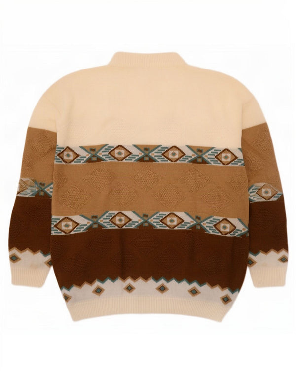 Vintage Mens Turtle Neck Jumper Sweater XL Multicoloured Geometric